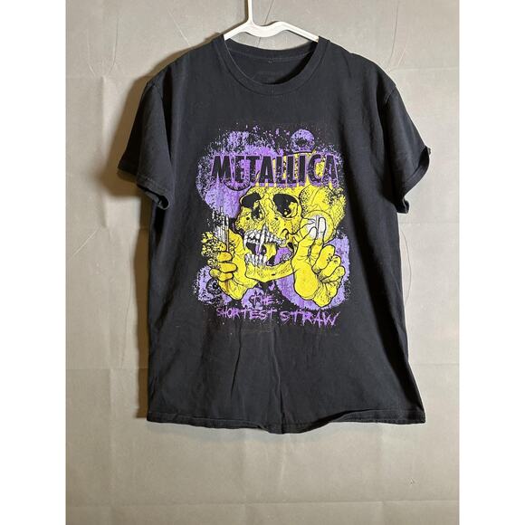 Vintage Metallica Shirt Mens Medium Black The Shortest Straw Band Tee Rock 90s - Picture 1 of 5